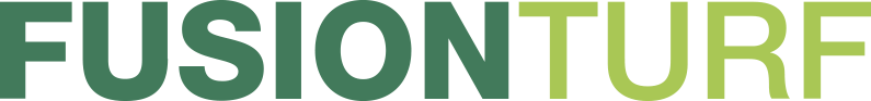 The word fusion turf is written in green and yellow on a white background.