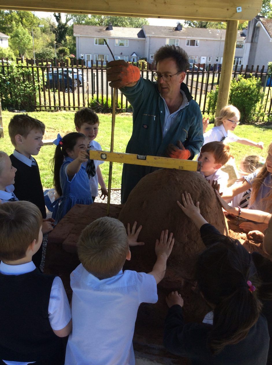 cob oven building at a school in Glasgow