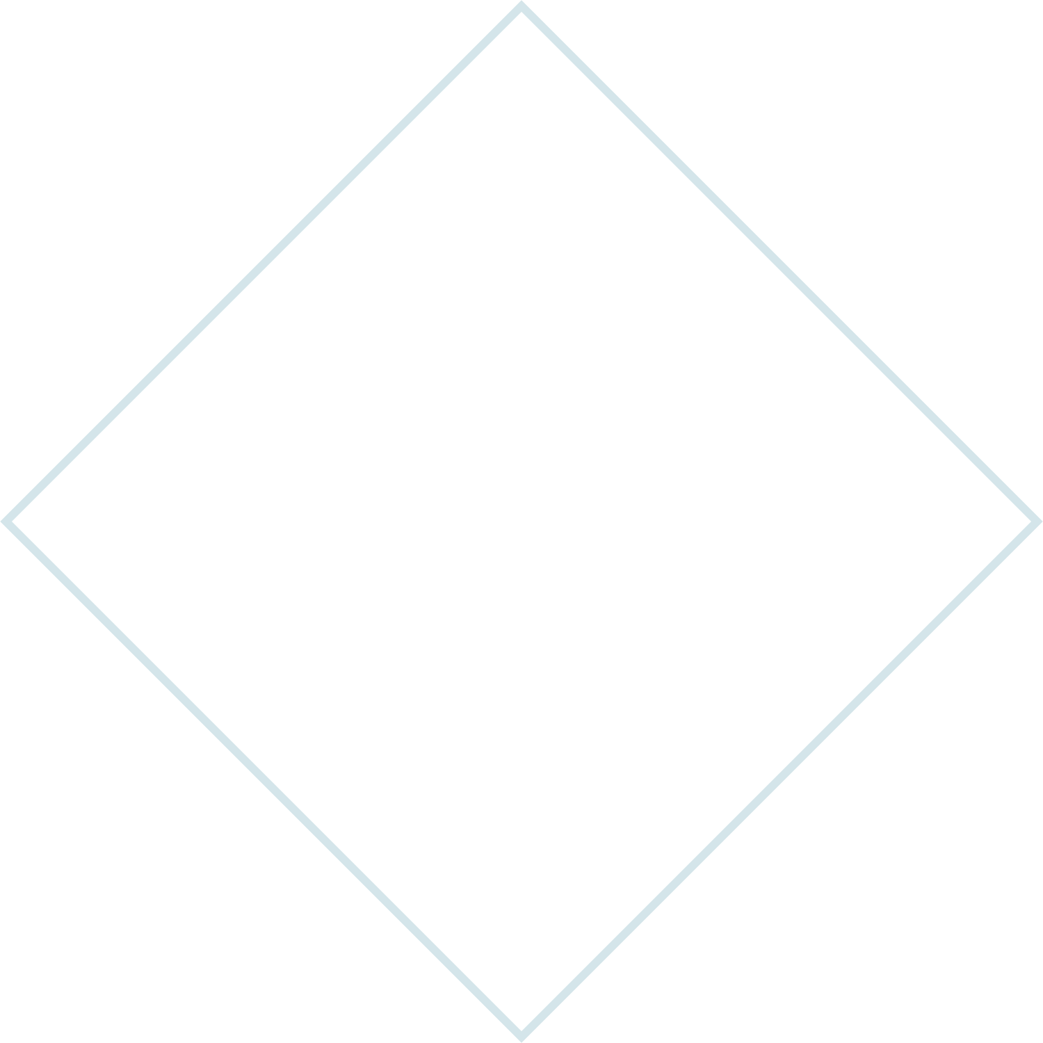 Diamond shape, pale blue outline, white center.
