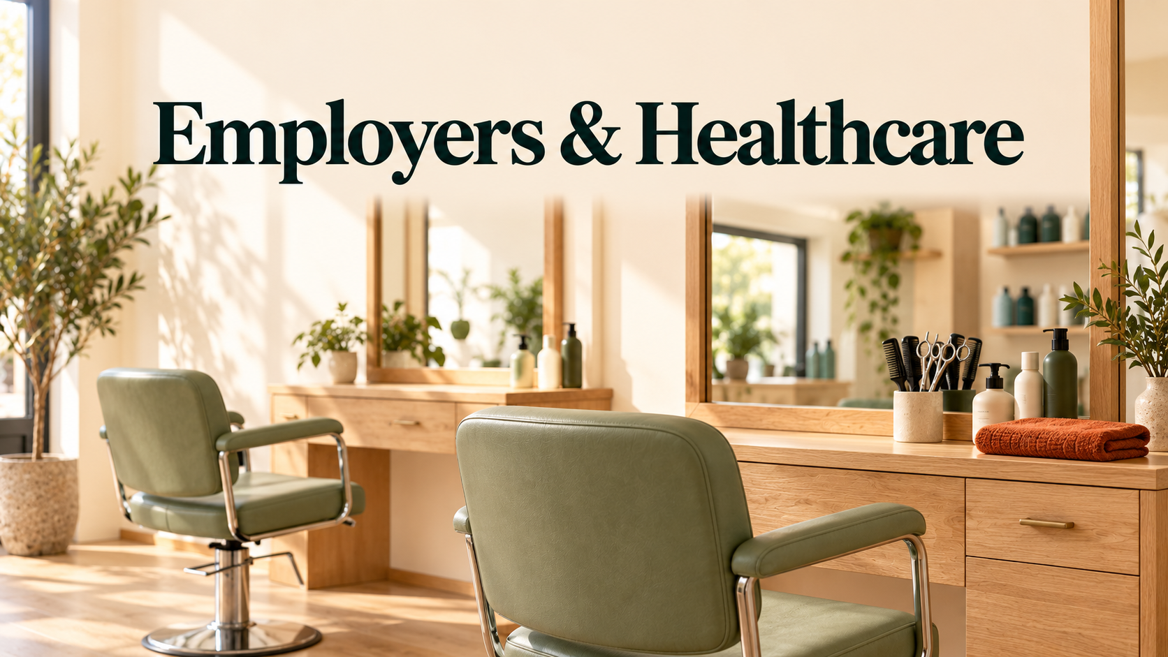Small business owner talking with employees in a Grafton, WI shop about an Oasis Healthcare