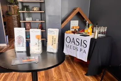 The Oasis MedSpa product display