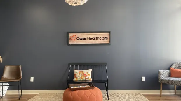 The waiting area at Oasis Healthcare
