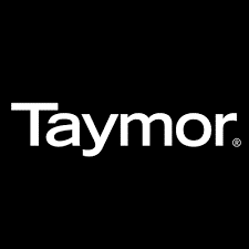 Taymor logo in white text on a black background.