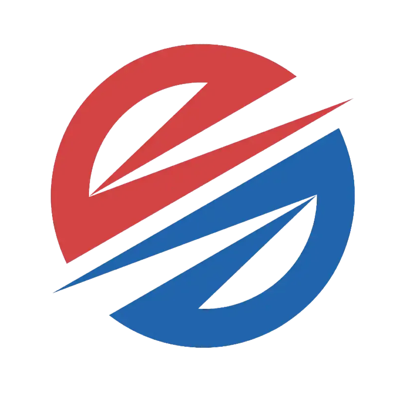 Red and blue stylized