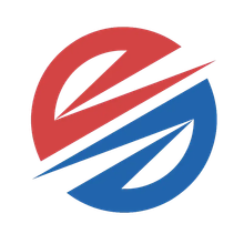 Red and blue stylized 