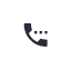 A dark gray icon of a telephone handset with three dots to its right, representing a call or connection.