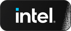 Intel logo: the white lowercase word 