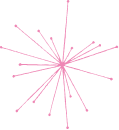 A pink starburst or sunburst icon made of thin lines radiating from a central point.