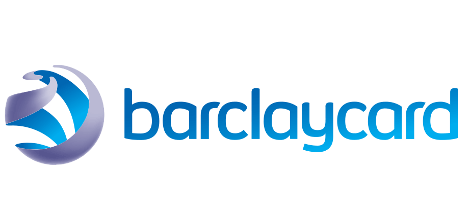 The blue and purple circular Barclaycard logo featuring an abstract wave design followed by the brand name in blue text.