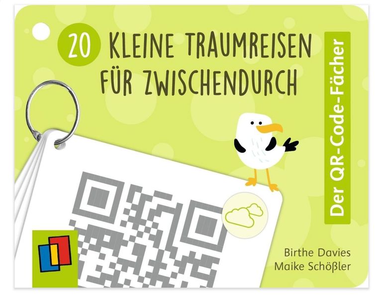 Gele omslag met QR-code, vogel en tekst "Kleine droomreisjes voor tussendoor".