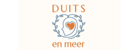 Logo met blauwe krans en oranje hart, tekst "DUITS en meer" op een witte achtergrond.