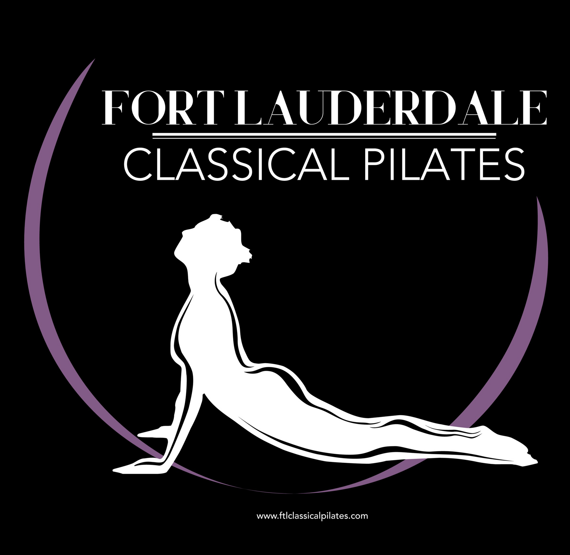 The logo for fort lauderdale classical pilates shows a woman in a yoga pose.