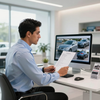 Asesor automotriz en oficina moderna