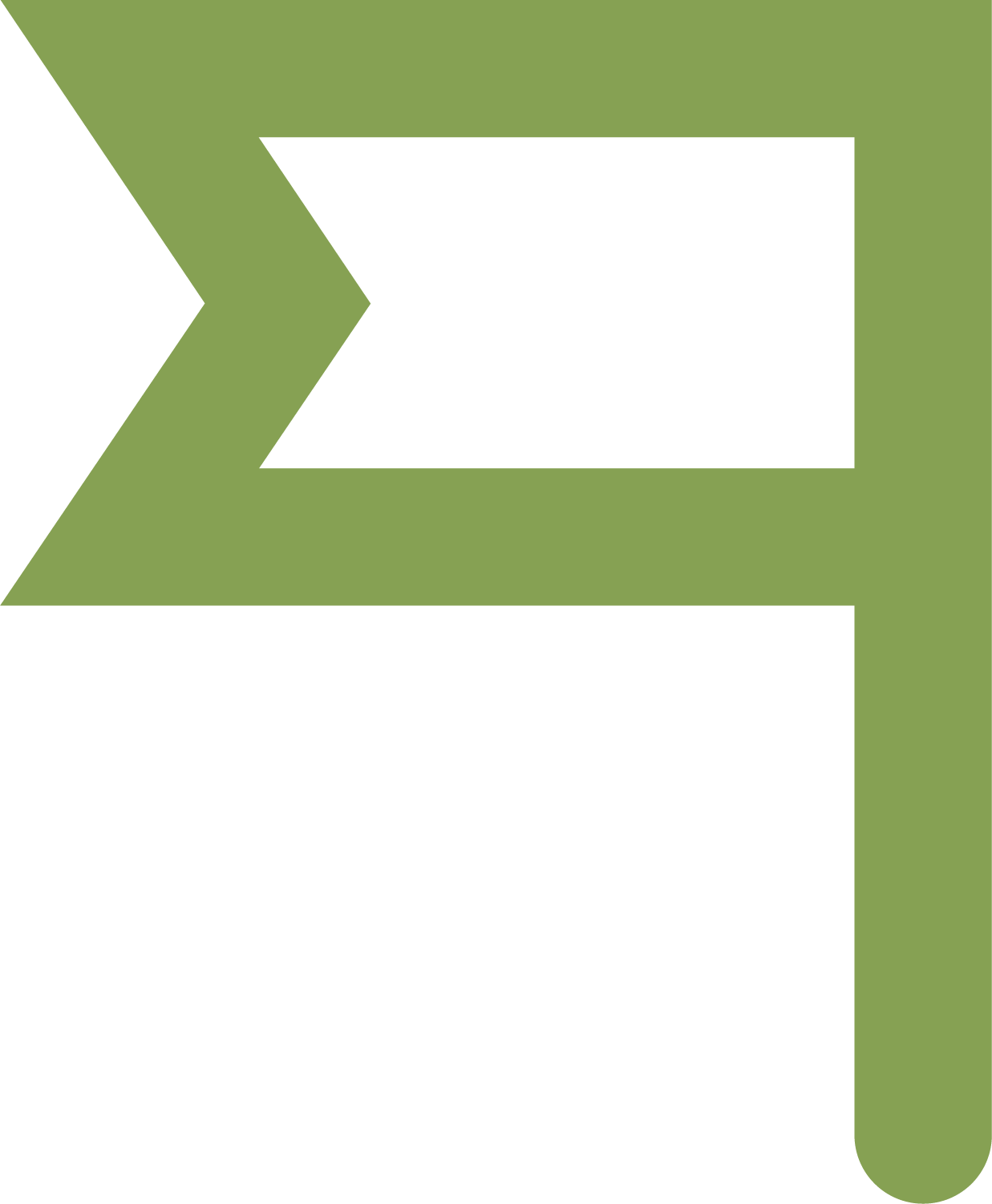 A green arrow pointing to the right on a white background.
