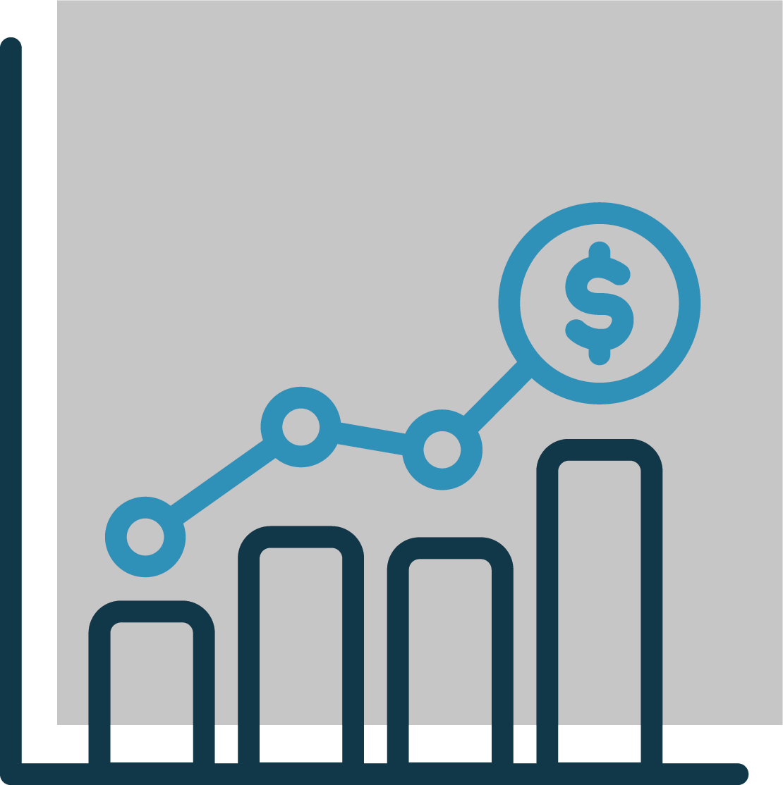 A line graph with a dollar sign on it.