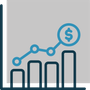 A line graph with a dollar sign on it.