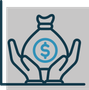 A pair of hands holding a bag of money with a dollar sign on it.