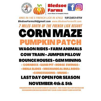 A poster for the bledsoe farms corn maze