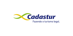 Cadastur logo: yellow and green infinity symbol, blue text, 