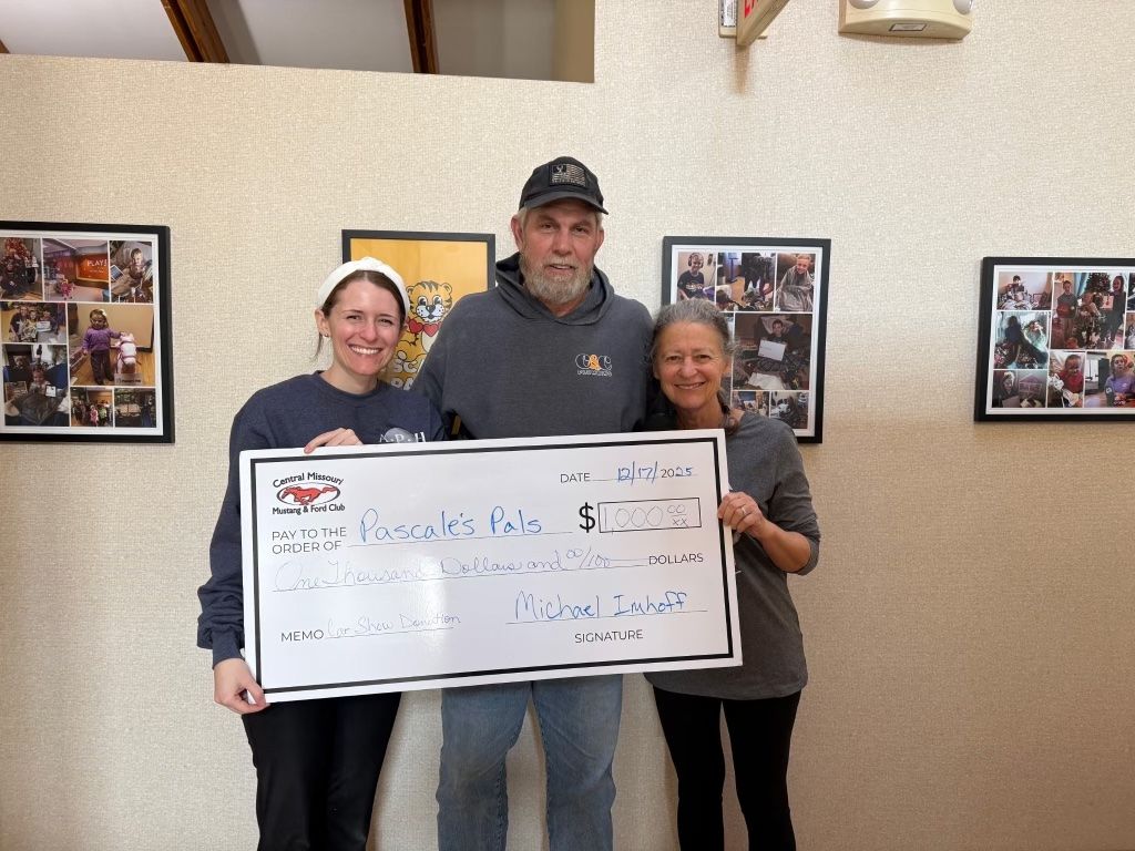2025 Pascal's Pals donation from the Central MO Mustang & Ford Club