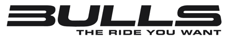 Das Bulls-Logo zeigt das Wort „BULLS“ in fetter schwarzer Schrift über dem Slogan „THE RIDE YOU WANT“.
