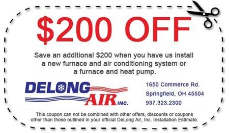 Coupon | Springfield, OH | Delong Air Inc. Coupon | Springfield, OH | Delong Air Inc.