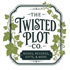 The Twisted Plot & Co. logo: dark green text with ivy, advertising books, records, gifts, and more.
