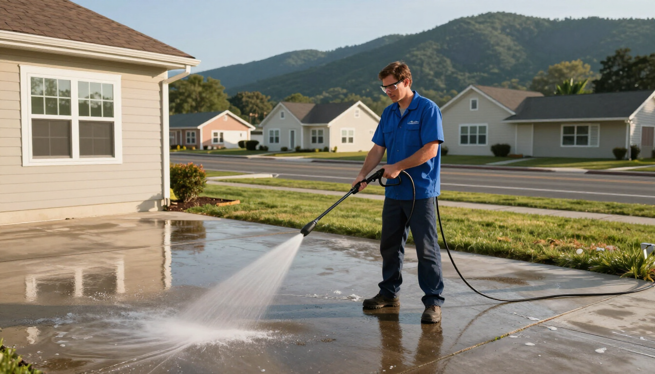 Pressure washing a driveway in Enka, NC - All Clean Pressure Washing