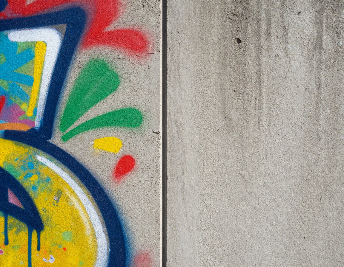 Before and after graffiti removal on concrete surface