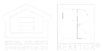 Faint logo with a house outline and a large “RE” monogram on a light background