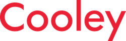 A red and white logo for the company cooley