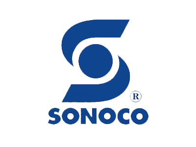 Logotipo de SONOCO en azul sobre fondo blanco