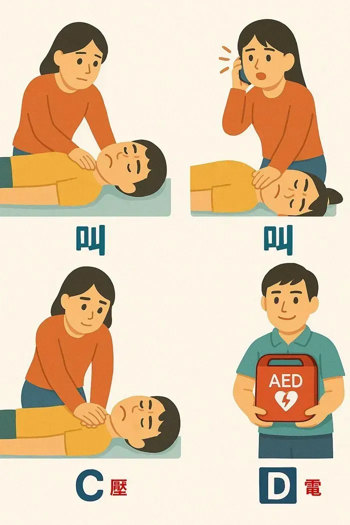 CPR+AED 急救流程圖解:叫叫壓電四步驟傻瓜口訣 - 凱樂斯 KLUX 專業指引