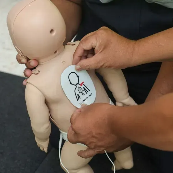 兒童及嬰幼兒 AED 貼片位置(背面):背部肩胛骨之間貼法教學