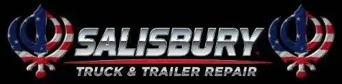 Salisbury Truck & Trailer Repair logo with two red, white, and blue eagle emblems on a black background