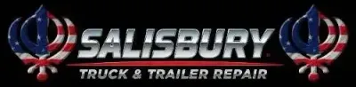 Salisbury Truck & Trailer Repair logo with two red, white, and blue eagle emblems on a black background
