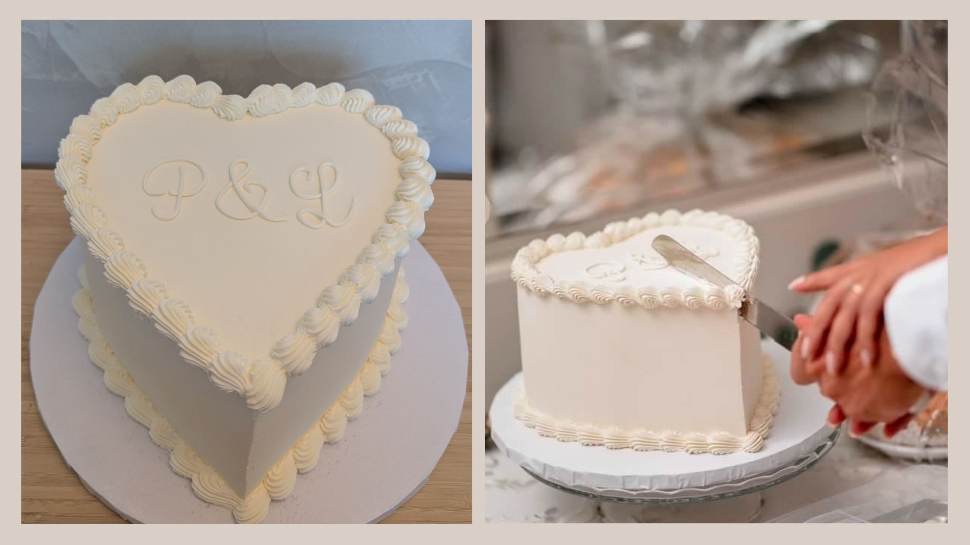 white heart cake cutting