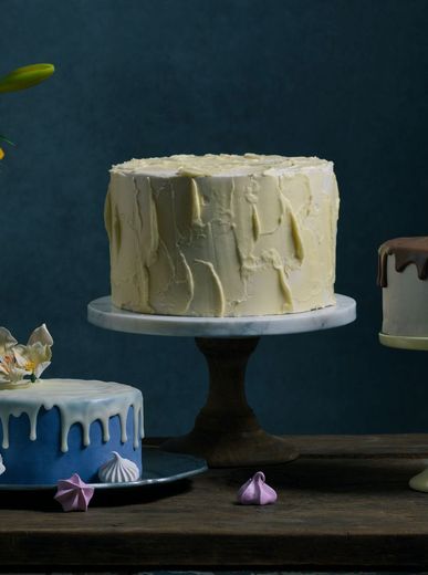 white cake with textured sides