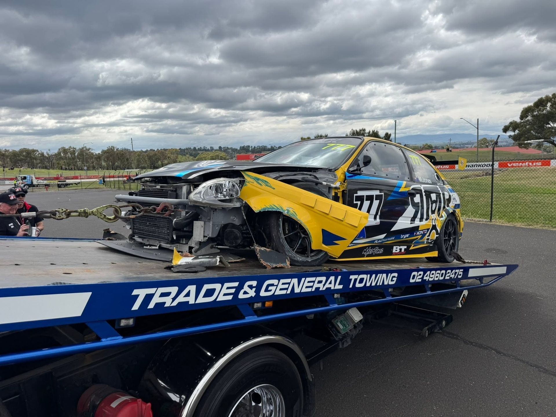 Car from Accident Being Towed in Newcastle