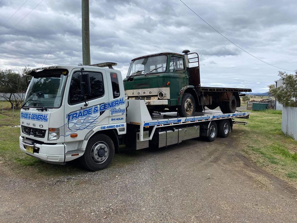 Old and Broken Ford Truck Towed — Trade & General Towing in Cardiff, NSW