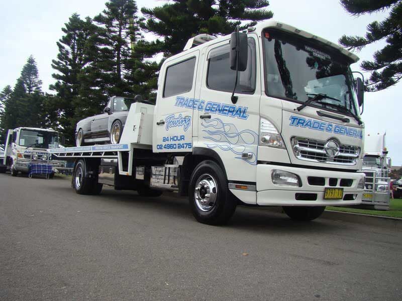 Two White Towing Truck — Trade & General Towing In Sandgate NSW