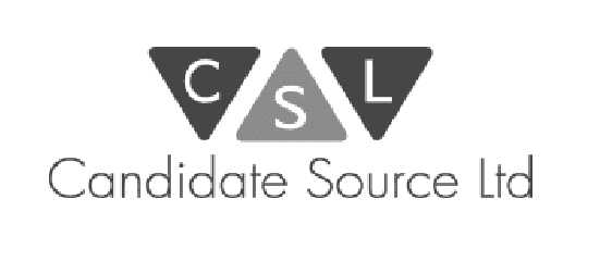 A black and white logo for candidate source ltd