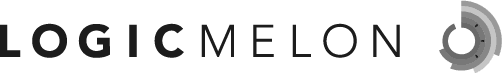 A black and white logo for logic melon