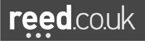 A black and white logo for reed.co.uk