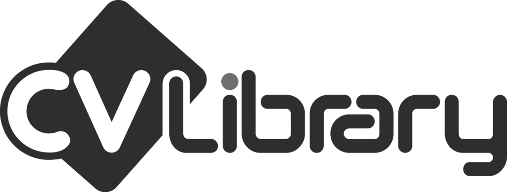 A black and white logo for cvlibrary on a white background.