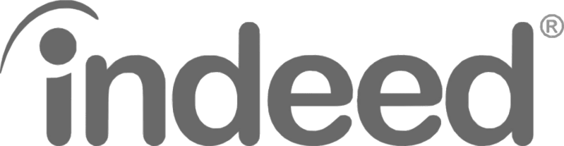 A black and white image of the indeed logo on a white background.