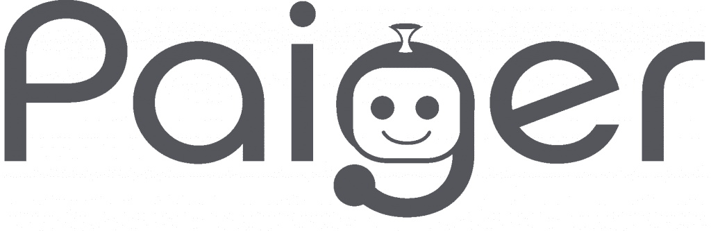 A logo for paiger with a smiley face on it.