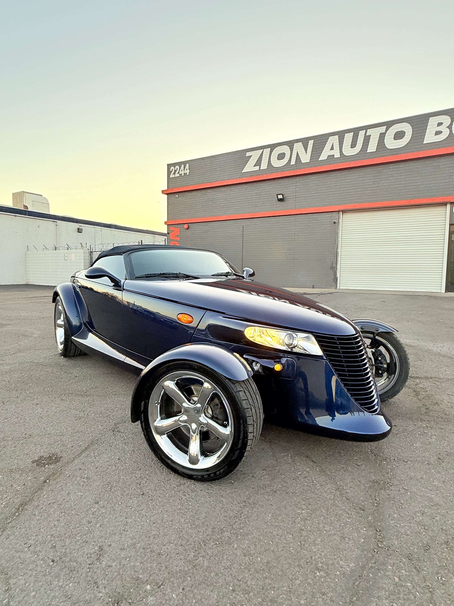 Classic car fully restored after professional auto body repair
