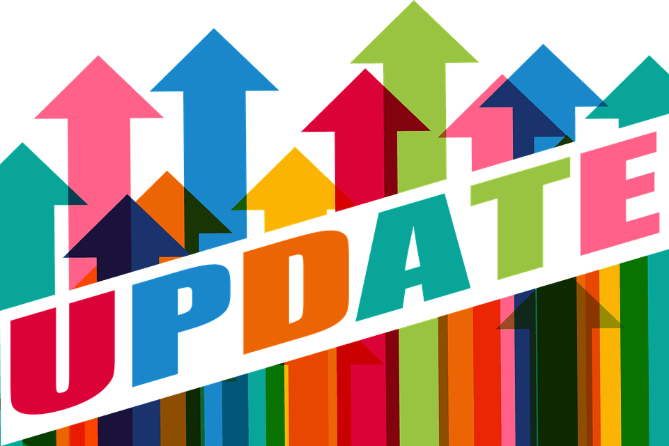 a bunch of colorful arrows with the word update on it