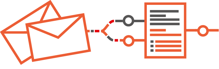 a diagram of an envelope being sent to a server .